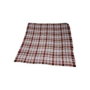 Plaid Scarf for Women Shawl Warm Maroon Navy Pink White 53" x 54"